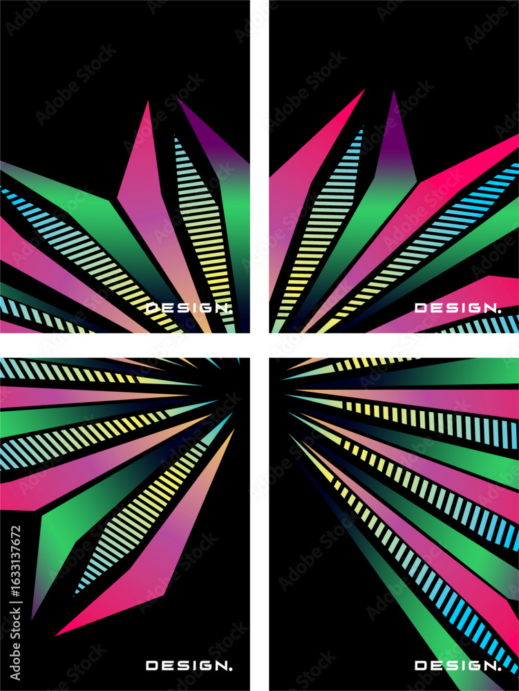 Poster this collection of modern abstract vector backgrounds features a pattern of colorful parallel stripe