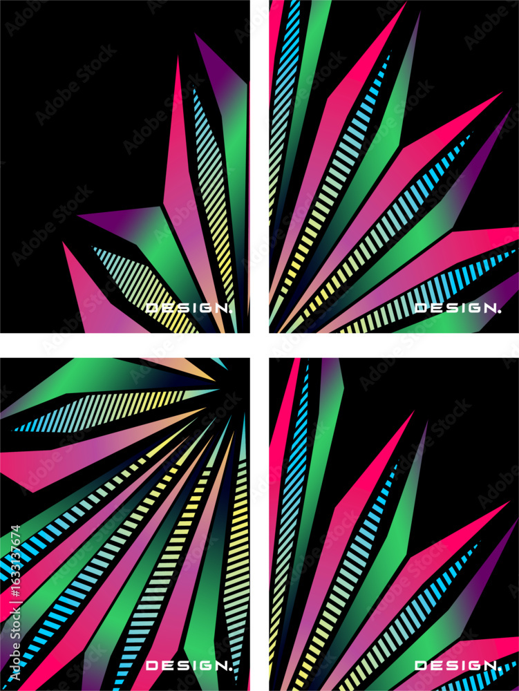 Poster this collection of modern abstract vector backgrounds features a pattern of colorful parallel stripe