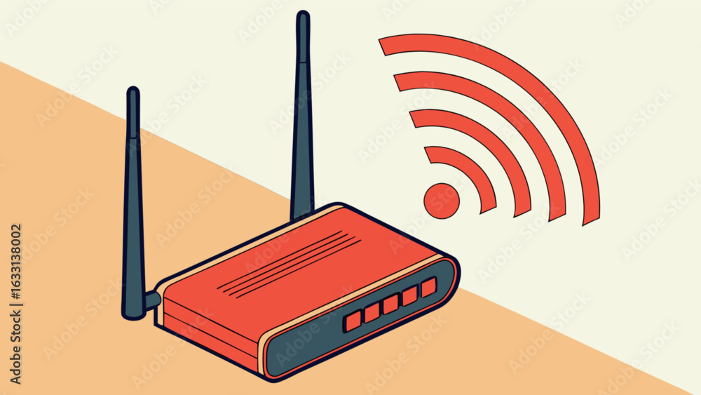 Poster wireless router wifi signal internet connection network technology for home office and business use