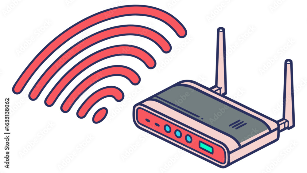 Poster wireless router wifi signal internet connection network technology broadband communication device ac