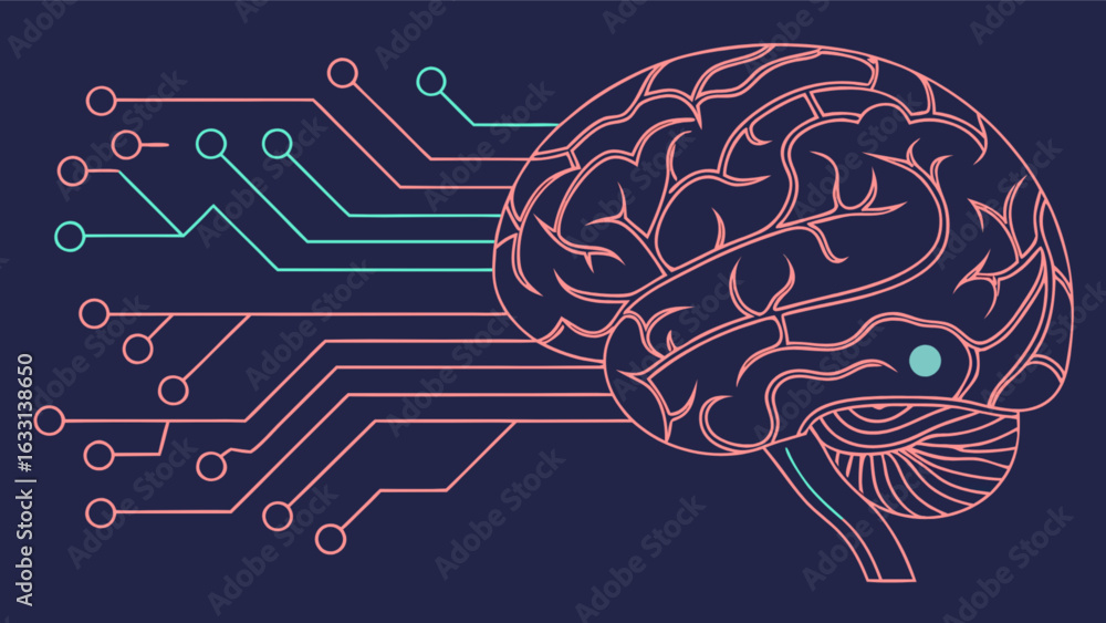 Poster artificial intelligence brain neural network machine learning ai technology concept design vector ar