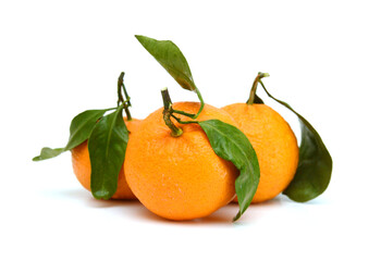 Ripe mandarin citrus isolated tangerine mandarine orange on white background. 