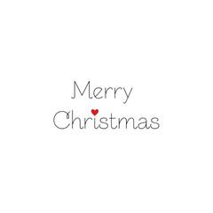 Elegant merry christmas text with a small heart isolated on transparent background
