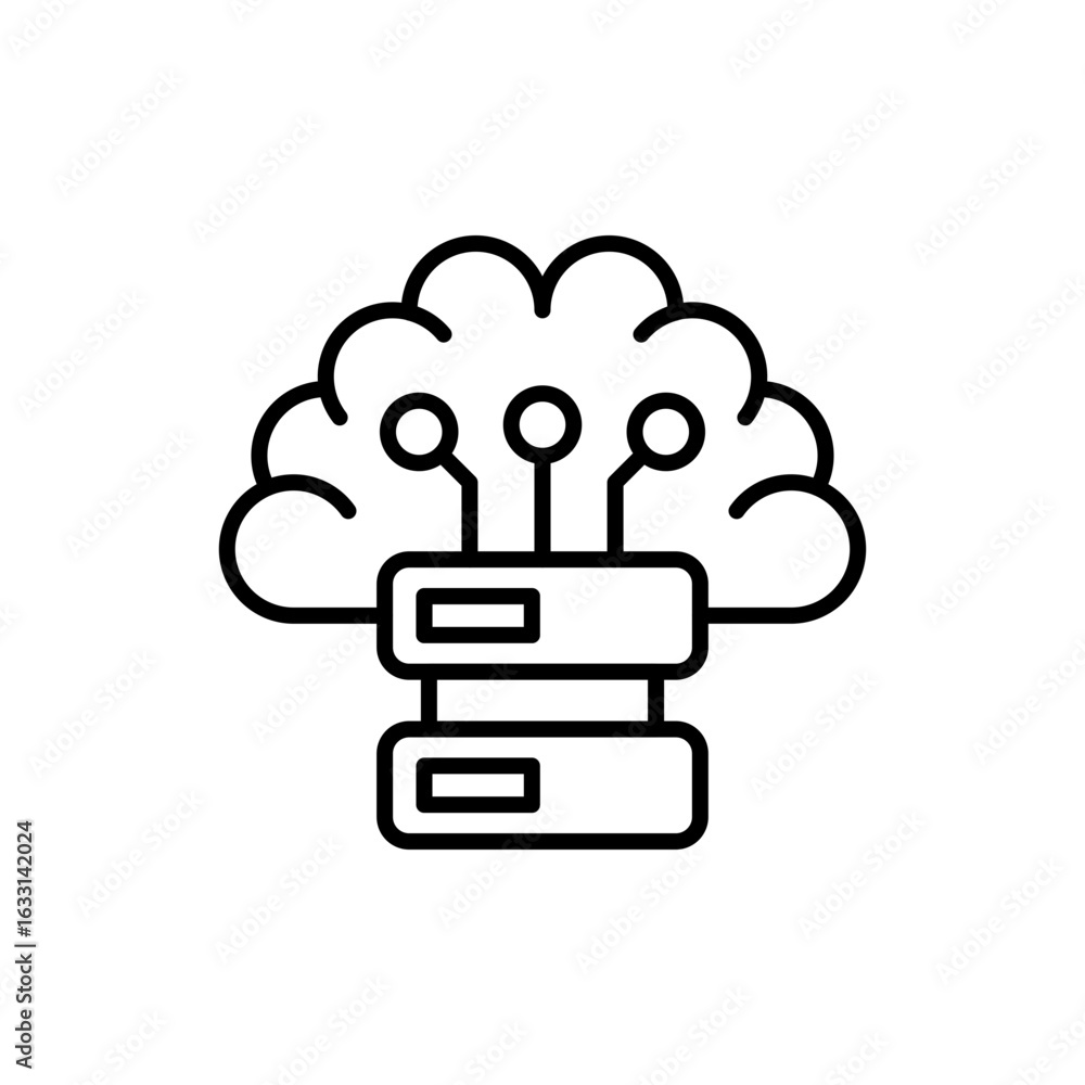 Poster ai database outline icons, minimalist vector illustration ,simple transparent graphic element .isola