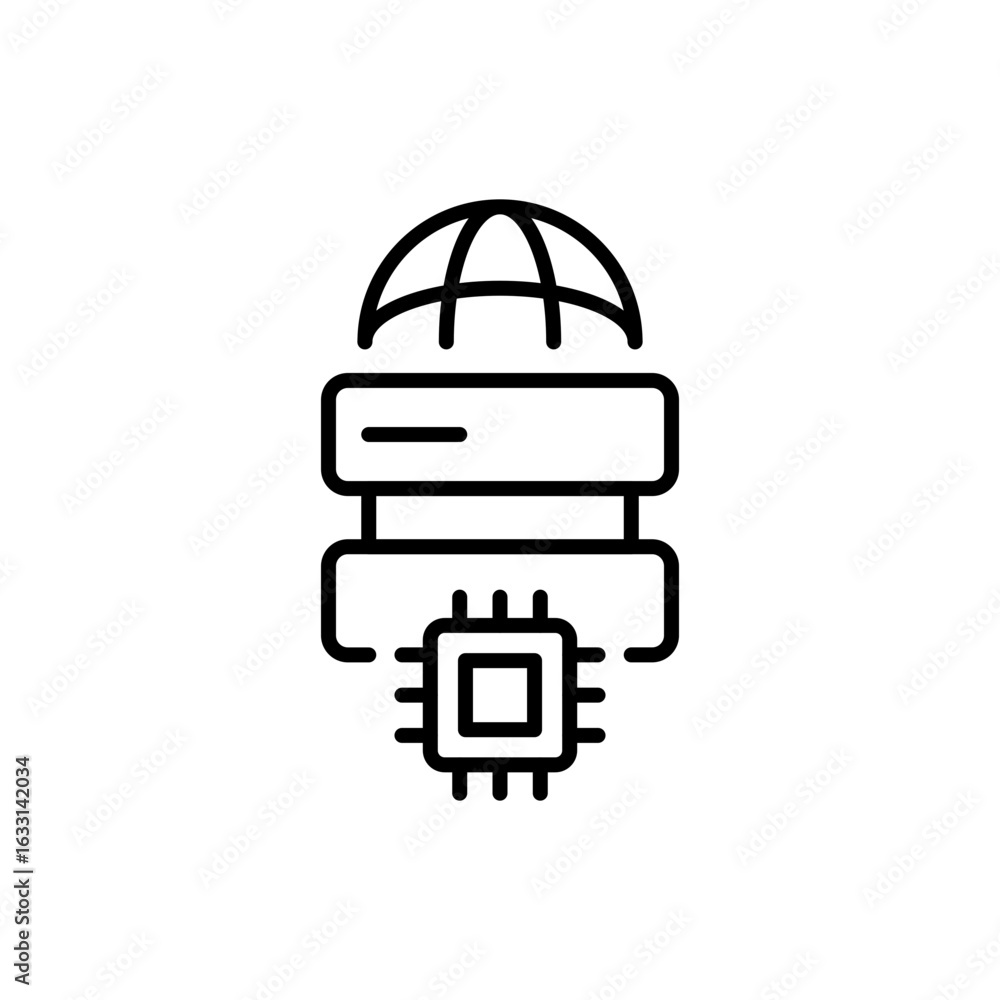 Poster ai database outline icons, minimalist vector illustration ,simple transparent graphic element .isola