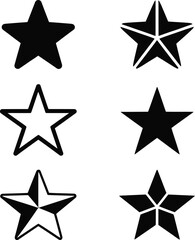 Obraz premium Six Star Icons Black and White Geometric Shapes symbol