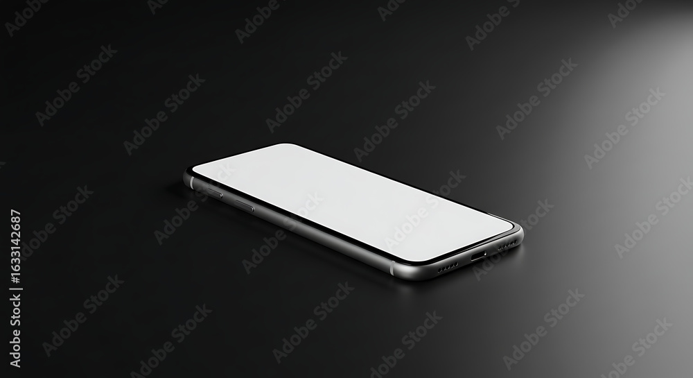 Fototapete realistic 3d render of a modern smartphone with a blank white screen. mobile device mockup template 