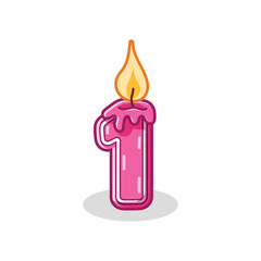 Birthday Candle Number 1 for decoration cake party illustration