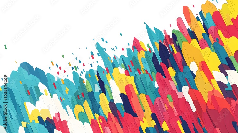 Poster Colorful abstract design with overlapping shapes.