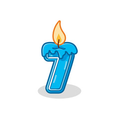 Birthday Candle Number 7 for decoration cake party illustration