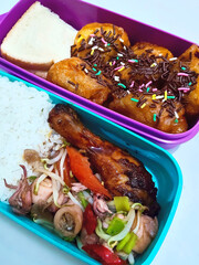 Colorful School Lunchbox Packed with Nutritious Homemade Food