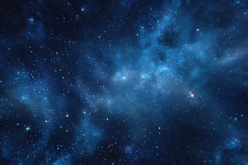 Fototapeta premium Starry sky background, blue night sky full of stars, glowing stars in the dark space, starry background, dark night, stars in the distance, starlight, dark background with a blue glow, night sky. 
