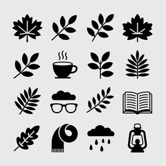 Autumn & Rainy Day Icons | Cozy Season & Reading | Fall Vector Symbols