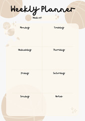 Aesthetic weekly planner template with a minimalist design featuring days of the week for organization and productivity