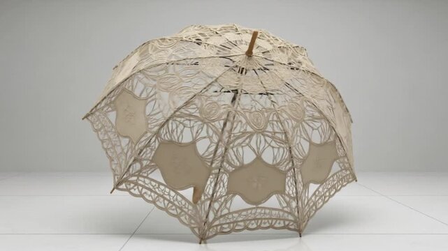 Delicate lace parasol casting faint shadows