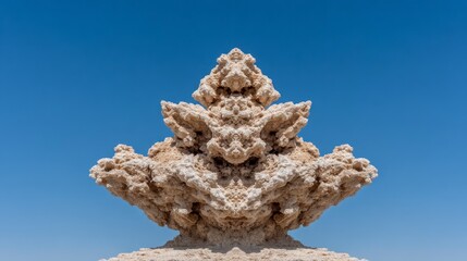 Obraz premium Tufa rock formations against a clear blue sky revealing intricate textures and geological shapes