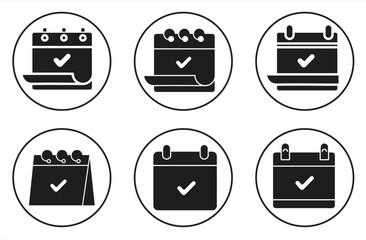 Checked agenda schedule icon, clear event calendar symbol, Professional business management concept vector illustration design with simple and clean line art, eps10 on white background.
