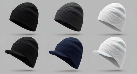 ニット帽コレクション: 影と質感