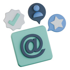 Mention Notification 3D Icon Colorful Design