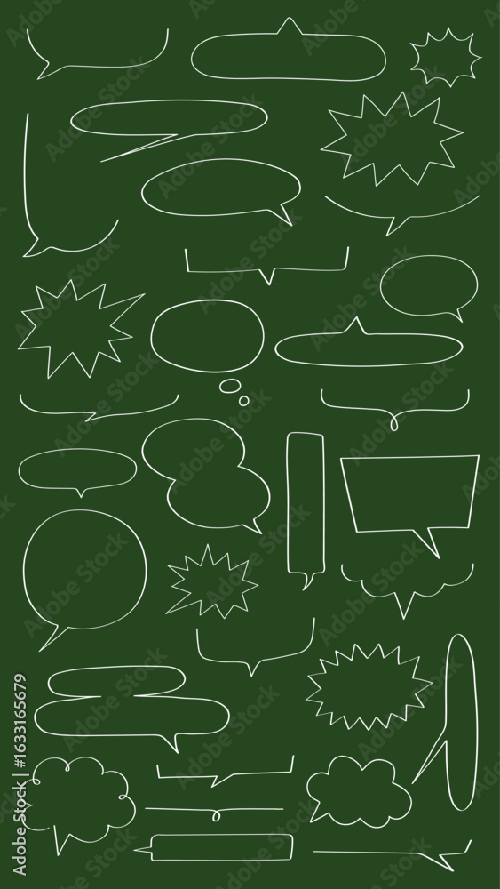 Aufkleber collection of speech bubbles on a green background. various shapes of speech bubbles. speech bubbles