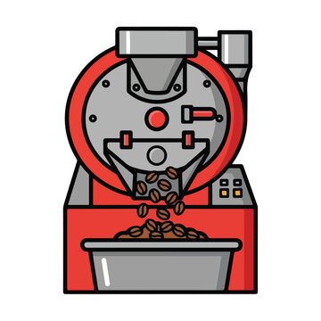 red coffee roaster machine with beans clip art preview