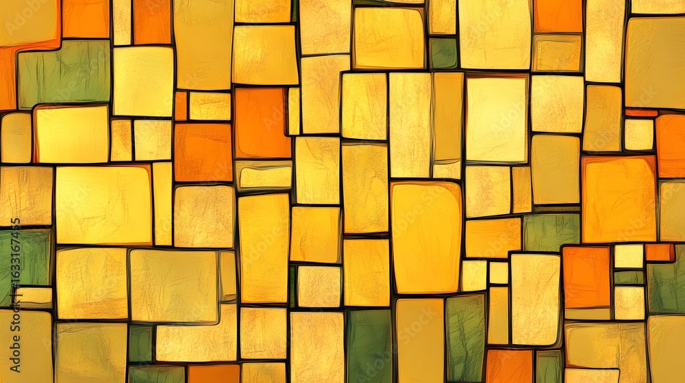 Poster Abstract design of rectangular shapes in warm colors.