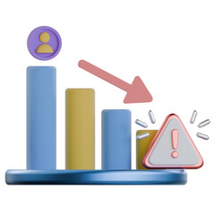 Churn Risk Alert 3D icon Colorful Style