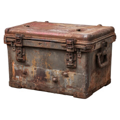 Rusted and Dented Old Metal Toolbox with Broken Hinges