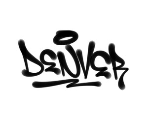 textured sprayed graffiti tagging letters DENVER city name isolated design in black