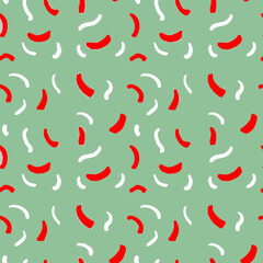 Colorful Abstract Seamless Pattern with Red and White Curves