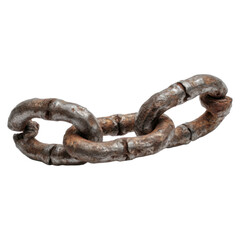 Obraz premium Corroded Metal Chain Link with Welds Isolated on White Background