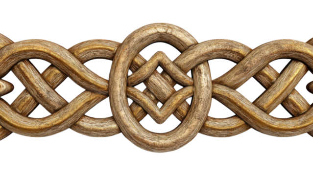 Intricate Interwoven Knot Design with Decorative Wooden Strips