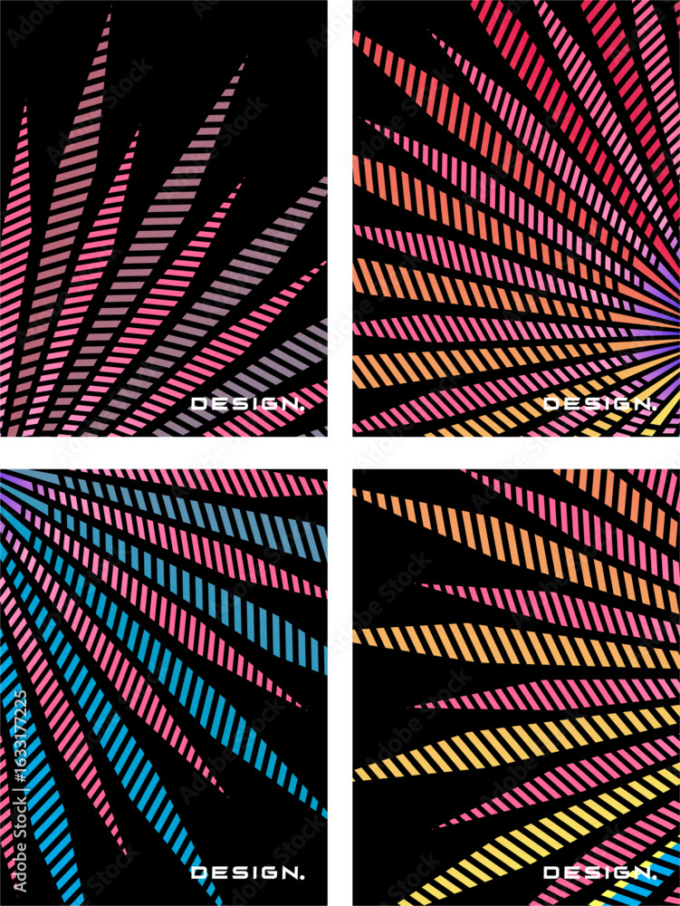 Poster this collection of modern abstract vector backgrounds features a pattern of colorful parallel stripe