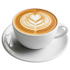 Latte art coffee cup isolated on transparent background
