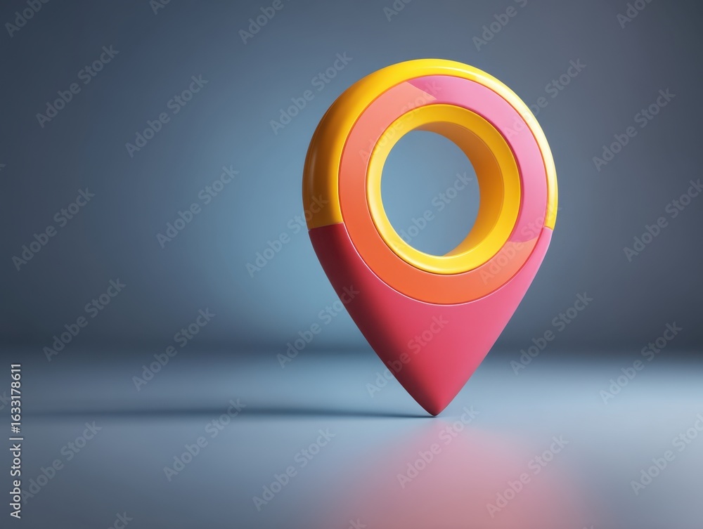 Poster isolated abstract location pin object with modern design and colors