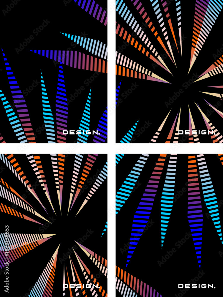 Poster this collection of modern abstract vector backgrounds features a pattern of colorful parallel stripe