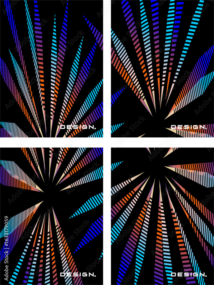 Poster this collection of modern abstract vector backgrounds features a pattern of colorful parallel stripe