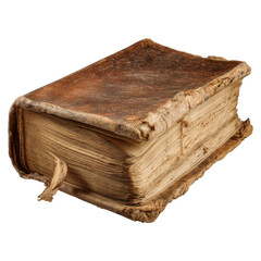 Vintage Decaying Leather Bound Book with Yellowed Pages and Brittleness