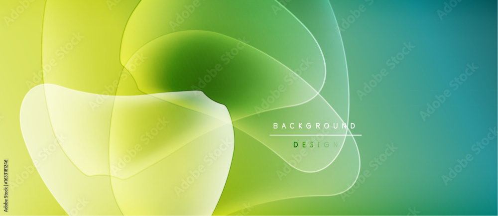 Poster abstract fluid shapes blend, creating vibrant greenyellow gradient. modern design element for backgr