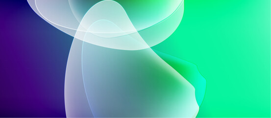 Abstract fluid shapes blend, creating soft gradients. Colors shift from purple to teal, evoking calm energy. Minimalist design.