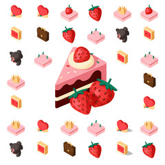 Delicious strawberry cake slice with decorative elements for joyful celebration and events