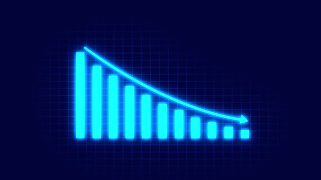 loss sign business graph. Animated of down business graph icon .business or finance concept statistical curve with a loss sign.