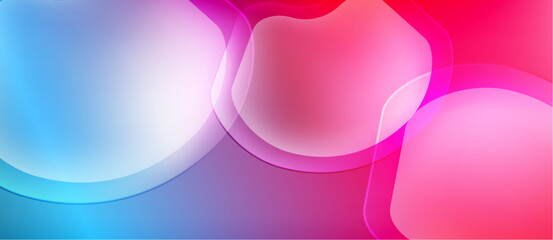 Abstract fluid shapes blend vibrant colors. Blue, pink, purple gradients create smooth transitions, modern design.