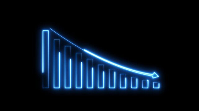 Neon down business graph animation.