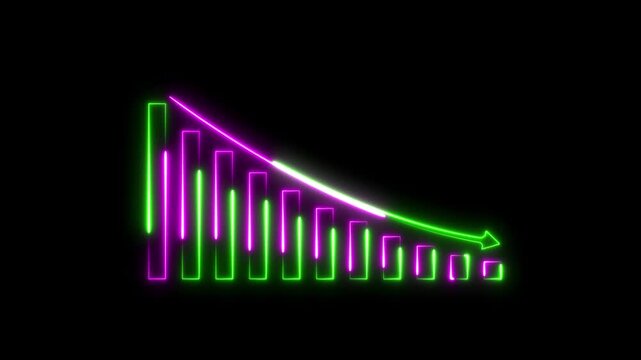Neon down business graph animation.