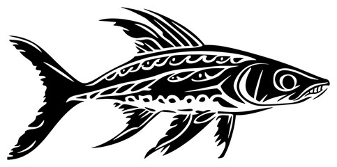 Silhouette of a Solitary Barracuda in Deep Blue Waters