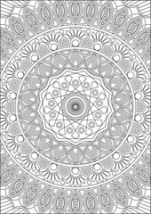 Mandala Coloring Page For Adult Line Art Work Vector