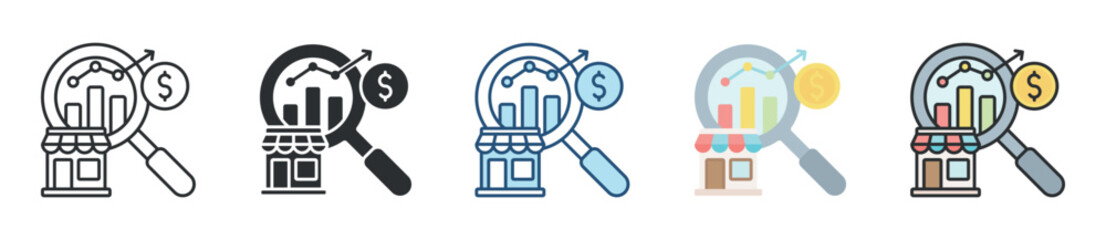 Market Research Icon Set Multiple Style Collection