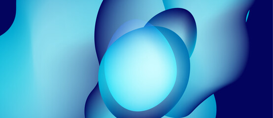 Abstract fluid shapes, vibrant blue hues, smooth gradients create dynamic composition. Soft lighting emphasizes curves, depth.