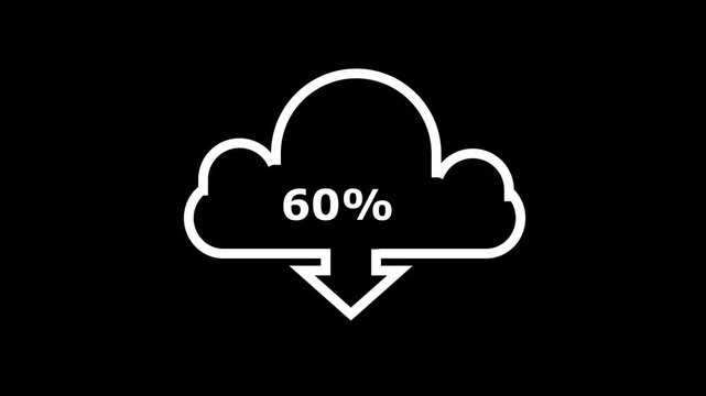 icloud icon. loading process. abstract business technology web internet graphic icon animation. Download Cloud icon isolated on black background.